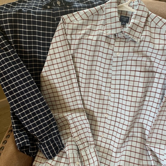 2 Two Mens J Crew Cotton Flex LS Sz MED Shirts